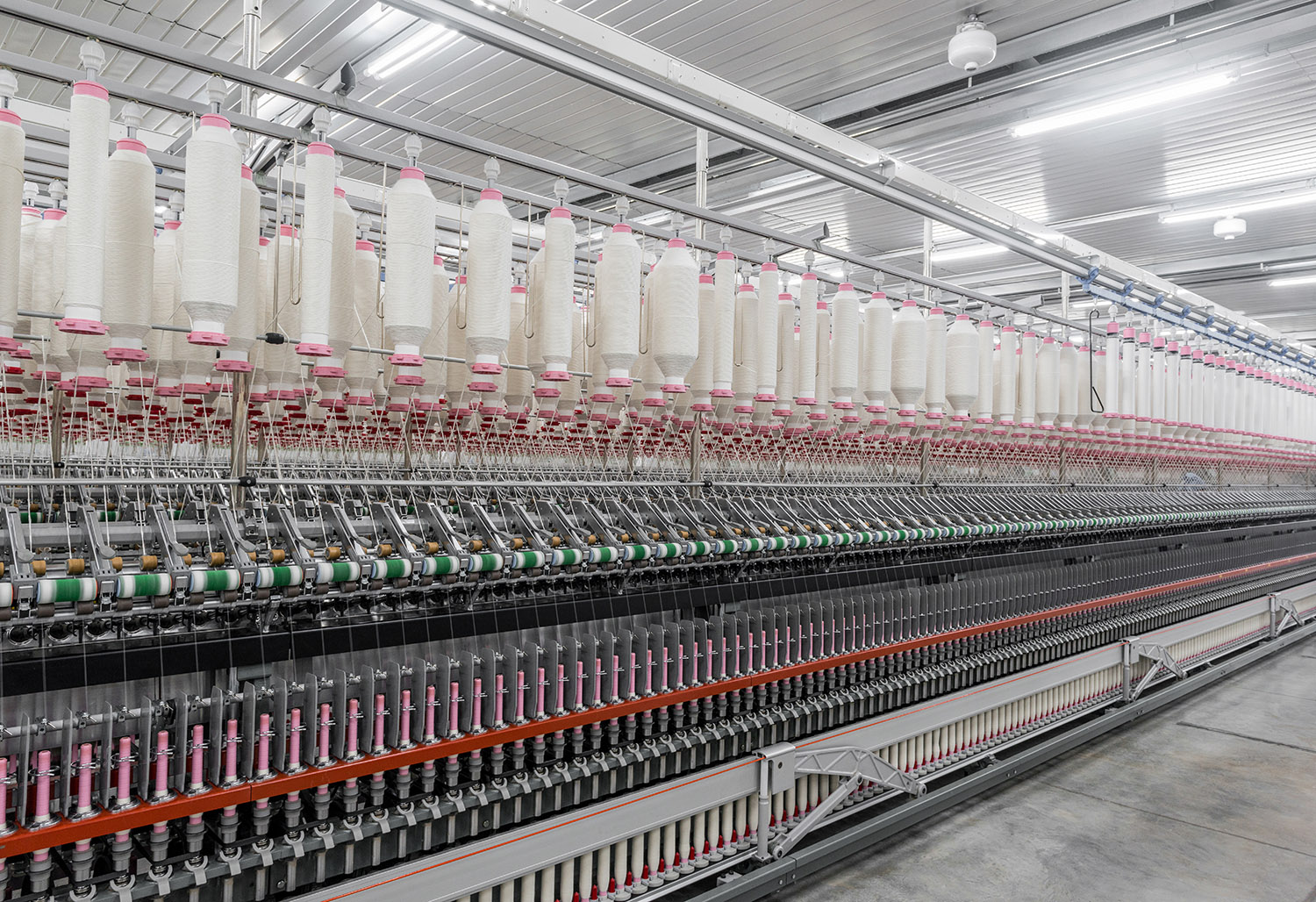 spools of thread at a textile factory