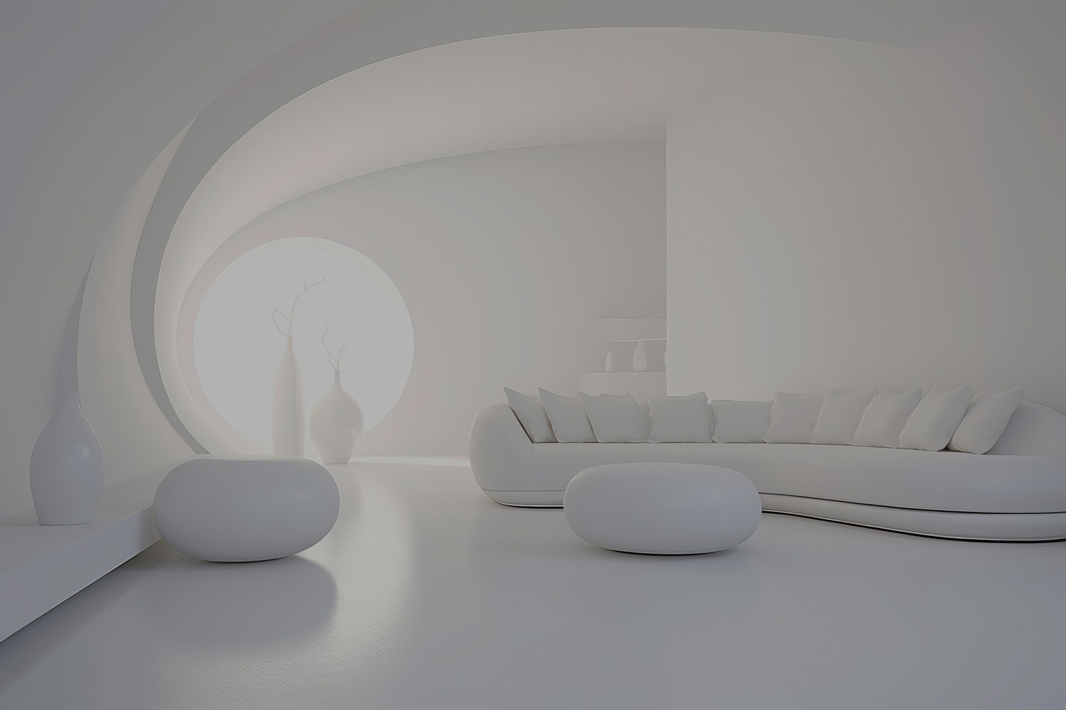 Modern minimalist white living room interior